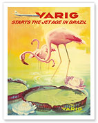 Brazil - Varig starts the jet age in Brazil - Flamingos - Fine Art Prints & Posters