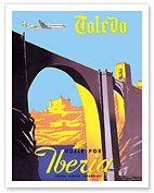 Toledo, Spain - The Imperial City - Vuele Por (Fly by) Iberia Air Lines of Spain - Alcantara Bridge - Fine Art Prints & Posters