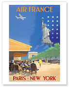 Aviation - Paris New York - Statue of Liberty & Arc de Triomphe (Triumphal arch) - Fine Art Prints & Posters