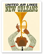 New Orleans - Jazz Trumpet Player - United Air Lines - Fine Art Prints & Posters