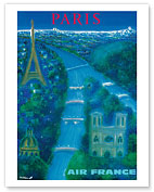 Aviation - Paris - River Seine, Eiffel Tower, Notre Dame - Fine Art Prints & Posters
