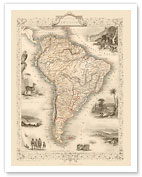 Map of South America c.1851 - Fine Art Prints & Posters