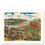 Columbia River Gorge, Pacific Northwest - United Air Lines Calendar Page - Fine Art Prints & Posters