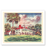 Midsummer at Mount Vernon - President George Washington's Home - United Air Lines Calendar Page - Fine Art Prints & Posters