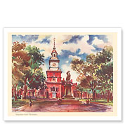 Independence Hall, Philadelphia - United Air Lines Calendar Page - Fine Art Prints & Posters