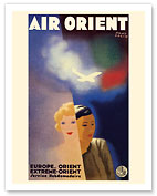 Air Orient - Service Weekly to Europe - East Asia (Orient) - Far East (Extrême-Orient) - c. 1933 - Fine Art Prints & Posters