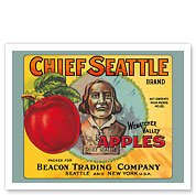 Wenatchee Valley Apples - Chief Seattle Brand - c. 1920's - Fine Art Prints & Posters