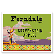 Gravenstein Washington Apples - Ferndale Brand - Indian Chief - c. 1947 - Fine Art Prints & Posters