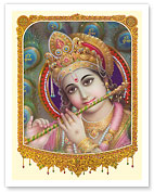 Lord Krishna With Flute - India Hindu Deity - Fine Art Prints & Posters