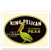California Peas - King Pelican Brand - c. 1930's - Fine Art Prints & Posters