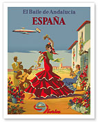 España (Spain) -  El Baile de Andalucia (The Dance of Andalucia) - Iberia Air Lines - Flamenco Dancers - Giclée Art Prints & Posters