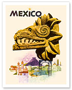 Mexico - Kukulkan, Feathered Serpent - Mayan Snake Diety - Fine Art Prints & Posters