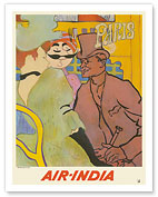 Paris, France - Air India's Maharaja in L'Anglais au Moulin Rouge (The Englishman at the Moulin Rouge) - With Apologies to Lautrec - Air India International - Giclée Art Prints & Posters
