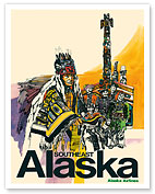 Southeast Alaska - Native Americans - Tribal Totem Poles - Alaska Airlines - c. 1974 - Fine Art Prints & Posters