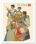 Switzerland (Die Schweiz) - Traditional Swiss Folkloric Costumes - Fine Art Prints & Posters