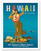 Hawaii By Clipper, Pan American Airways, Hula Girl - Fine Art Prints & Posters