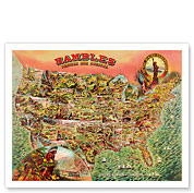 Rambles through our Country - Map of the United States 1890s - Giclée Art Prints & Posters