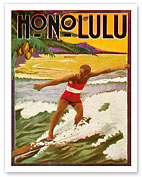 Surfing, Tourist Booklet, Honolulu, Hawaii - Fine Art Prints & Posters