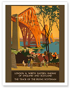 London & North Eastern Railway of England and Scotland - The Track of the Flying Scotsman - Forth Bridge, Scotland - Giclée Art Prints & Posters
