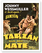 Tarzan and His Mate - Starring Johnny Weissmuller, Maureen O'Sullivan - Edgar Rice Burroughs - Fine Art Prints & Posters