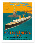 Rotterdam to New York City - Holland-America Line - Statue of Liberty - Fine Art Prints & Posters