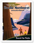 Pacific Northwest Wonderland by Train - Union Pacific Railroad - Giclée Art Prints & Posters