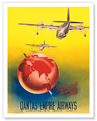 Fly British across the World - London to Sydney - Qantas Empire Airways (QEA) in Association with Imperial Airways - Fine Art Prints & Posters