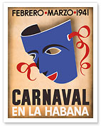 Cuba - Carnaval en la Habana (Carnival in Havana) 1941 - Blue Mask - Fine Art Prints & Posters