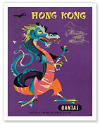 Hong Kong - Qantas Airways - Chinese Treasure Dragon - Giclée Art Prints & Posters