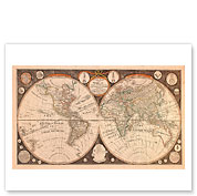 A New Map of the World - with all the New Discoveries - Giclée Art Prints & Posters