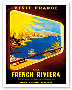 Visit France - The French Riviera - Train Window View - Giclée Art Prints & Posters
