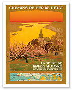 Chemins de fer de l'état (French State Railways) - La Seine de Rouen au Havre - Fine Art Prints & Posters