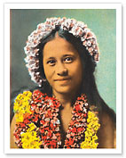 Hawaiian Girl with Leis - Fine Art Prints & Posters