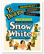 Walt Disney's Snow White and the Seven Dwarfs - To Thrill You Merriment! Melody! Magic! - Fine Art Prints & Posters