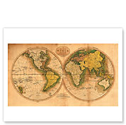 A Map of the World from the Best Authorities - The Track of Captain Cook - Giclée Art Prints & Posters