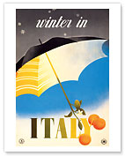 Winter in Italy - Italian Tarocco Blood Oranges under an Umbrella - Fine Art Prints & Posters