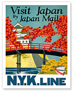 Visit Japan by Japan Mail - N.Y.K. Line (Nippon Yusen Kaisha) - Fine Art Prints & Posters