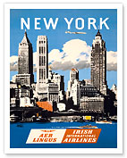 New York - Aer Lingus Irish International Airlines - Skyline of Manhattan - Fine Art Prints & Posters