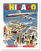 Chicago - Pacifica International Airways - c. 1950's - Giclée Art Prints & Posters