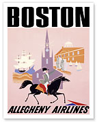 Boston - Allegheny Airlines - Mayflower Ship and Faneuil Hall - Fine Art Prints & Posters