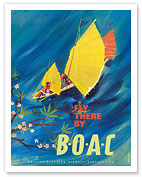 The Orient - Fly There By BOAC - Hong Kong Thailand Cambodia Asia - Giclée Art Prints & Posters
