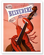 Davos, Switzerland - Grand Hotel & Casino Belvédère - Lobster Musician playing a Cello - Fine Art Prints & Posters