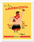 Argentina - Argentinean Gaucho (Cowboy) - Pacifica International Airways - c. 1950's - Giclée Art Prints & Posters