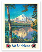 Mt. St. Helens - Spirit Lake, Washington USA - Cascade Mountain Range Volcano - Northern Pacific Railway - Giclée Art Prints & Posters