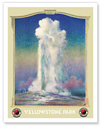 Yellowstone Park - Old Faithful Geyser Eruption - Yellowstone Park Line - Northern Pacific Railway - Fine Art Prints & Posters