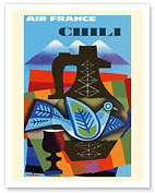 Chile (Chili) - Pigeon, Cup & Mountains - c. 1962 - Fine Art Prints & Posters