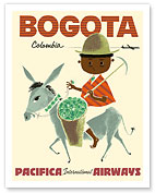 Bogota, Colombia - Pacifica International Airways - Andes Boy with Colombian Emeralds - c. 1950's - Giclée Art Prints & Posters