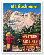 Mt. Rushmore National Memorial - Black Hills, South Dakota USA - Western Air Lines - Fine Art Prints & Posters