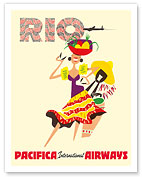 Rio de Janeiro, Brazil - Brazilian Samba Dancer - Pacifica International Airways - c. 1950's - Giclée Art Prints & Posters