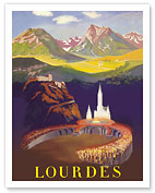Lourdes, France - Torchlight Marian Procession - Basilica Our Lady of Lourdes - Fine Art Prints & Posters